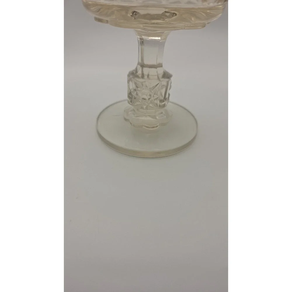 Vintage LG wright EAPG Etched Goblet daisy cube black forrest pattern